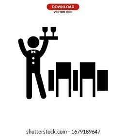 Icono de bartender o logotipo símbolo de signo aislado ilustración vectorial - iconos vectoriales de estilo negro de alta calidad
