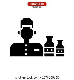 Icono de bartender o logotipo símbolo de signo aislado ilustración vectorial - iconos vectoriales de estilo negro de alta calidad
