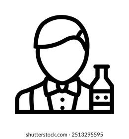 ícone do bartender. Design de estilo de estrutura de tópicos isolado no plano de fundo branco