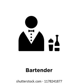 Bartender icon vector isolated on white background, logo concept of Bartender sign on transparent background, filled black symbol