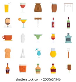 Bartender icons set. Flat set of bartender vector icons isolated on white background