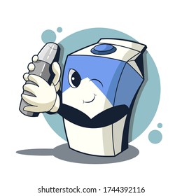 bartender milk vector mascot illustration, vector icon illustration