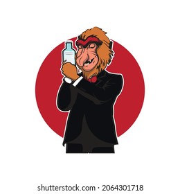 bartender monkey vector illustration design