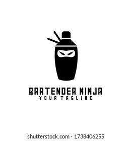 bartender ninja abstract shaker vector logo