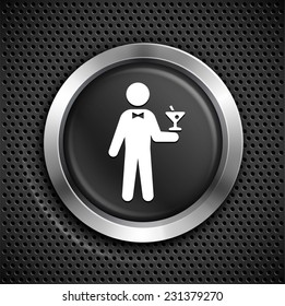 Bartender on Black Round Button