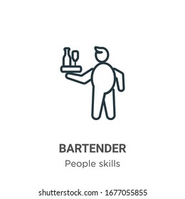 Bartender outline vector icon. Thin line black bartender icon, flat vector simple element illustration from editable people skills concept isolated stroke on white background