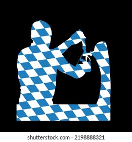 Bartender pouring beer for client vector silhouette illustration isolated on black. Dispensing beer in pub from metal spigots, tapping beer. Waiter man service drink for quests. Party beverage enjoy.