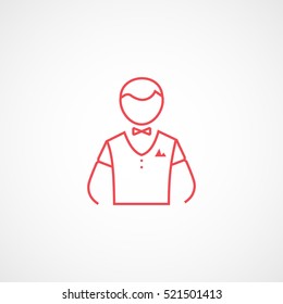 Bartender Red Line Icon On White Background