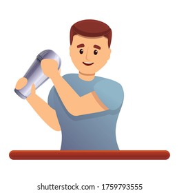 Icono de trabajo del agitador de barras. Caricatura de barman shaker trabajo vector icono para el diseño web aislado en fondo blanco