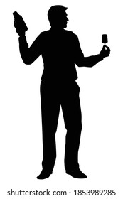 Vector de silueta de barman sobre fondo blanco
