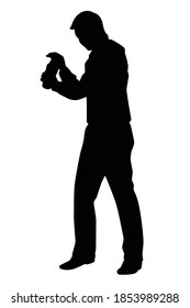 Bartender Silhouette Vector On White Background