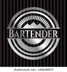 Bartender silvery shiny emblem. Vector Illustration. Mosaic.