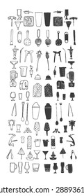 Bartender stuff. Big hand drawn collection. Vector. Isolated.