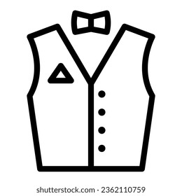 Bartender suit line icon, Bartenders Day concept, Barman vest sign on white background, Gentleman suit with bow tie icon in outline style for mobile concept and web design. Vector graphics