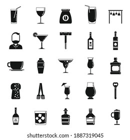 Bartender tools icons set. Simple set of bartender tools vector icons for web design on white background