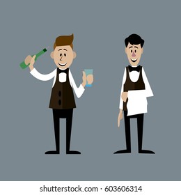 the bartender and the waiter isolated for design illustrations. Vector