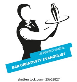 Bartender wanted vector sign