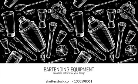 Bartending Equipment seamless pattern.