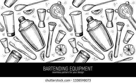 Bartending Equipment seamless pattern.