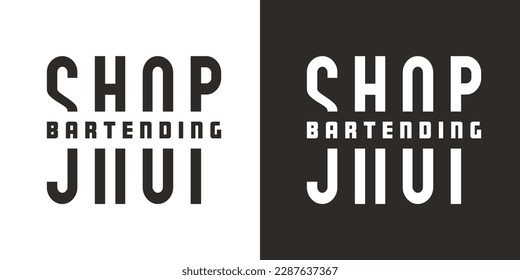 Bartending logo for shop or store. Barman or bartender design for shot or cocktail bar.