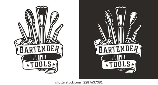 Stangenwerkzeuge mit Band für den Stangenladen. Metallgeraete oder Cocktailbars für Barman Store