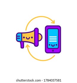 Barter advertising line color icon. SMM promotion. Sign for web page, mobile app, button, logo. Vector isolated element. Editable stroke