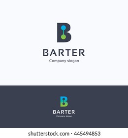 Barter B letter alphabet dots logo