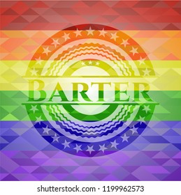 Barter emblem on mosaic background with the colors of the LGBT flag