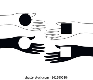 Barter. Exchange among people. Vector illustration.