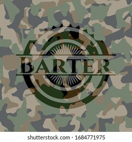 Barter on camouflaged texture. Vector Illustration. Detailed.