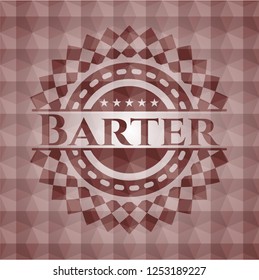 Barter red geometric badge. Seamless.