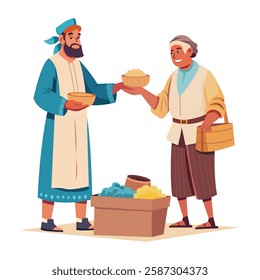 Bartering characters illustration in flat style 
