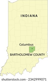 Bartholomew County and city of Columbus location on Indiana state map