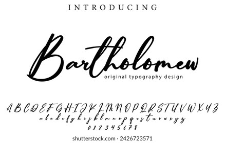 Bartholomew Font Stylish brush painted an uppercase vector letters, alphabet, typeface