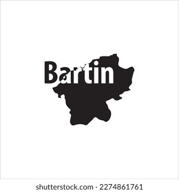 Bartin map and black lettering design on white background