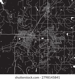 Bartlesville Oklahoma Vector Map, Detailed City Street Map Black and White Minimalist Line Art