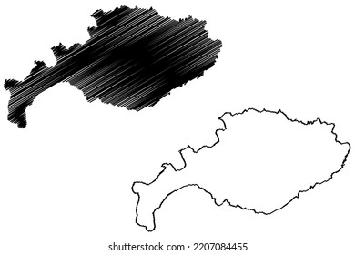 Bartolome island (Republic of Ecuador, Pacific Ocean, Latin or South America, Galapagos Islands, Archipielago de Colon) map vector illustration, scribble sketch Isla Bartholomew map