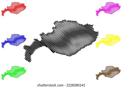 Bartolome island (Republic of Ecuador, Pacific Ocean, Latin or South America, Galapagos Islands, Archipielago de Colon) map vector illustration, scribble sketch Isla Bartholomew map