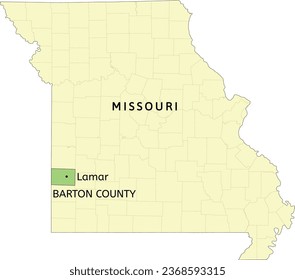 Barton County and city of Lamar location on Missouri state map
