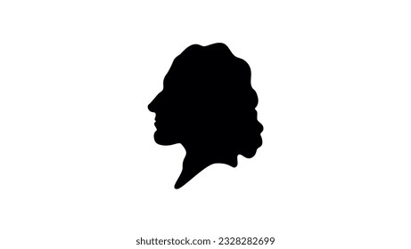 Baruch Spinoza silhouette, high quality vector