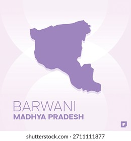 BARWANI District Map, Madhya Pradesh, India – Editable Vector Outline.