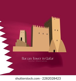 Barzan Towers in Doha, Qatar Vector Illustration. 