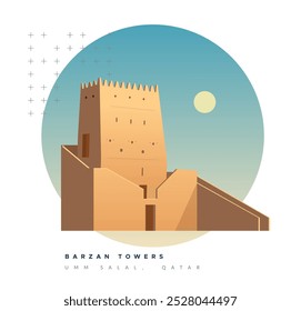 Barzan Towers - Umm Salal Mohammed Fort Towers - Stock Illustration as EPS 10 File