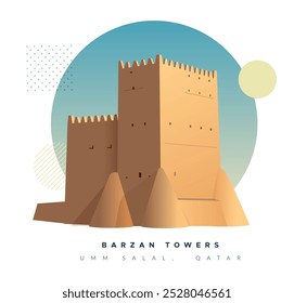 Barzan Towers - Umm Salal Mohammed Fort Towers - Stockillustration als EPS 10 Datei