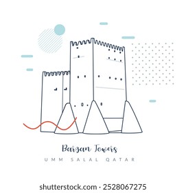 Torres Barzan - Umm Salal Mohammed Fort Towers - Ilustración de stock como archivo EPS 10