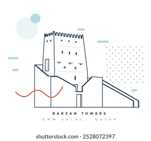 Torres Barzan - Umm Salal Mohammed Fort Towers - Ilustración de stock como archivo EPS 10