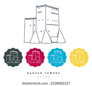 Torres Barzan - Umm Salal Mohammed Fort Towers - Ilustración de stock como archivo EPS 10