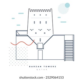 Torres Barzan - Umm Salal Mohammed Fort Towers - Ilustración de stock como archivo EPS 10