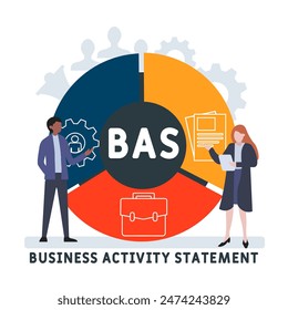 BAS - Business Activity Statement acronym. business concept background. vector illustration concept with keywords and icons. lettering illustration with icons for web banner, flyer, landing pag