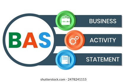 BAS - Business Activity Statement acronym. business concept background. vector illustration concept with keywords and icons. lettering illustration with icons for web banner, flyer